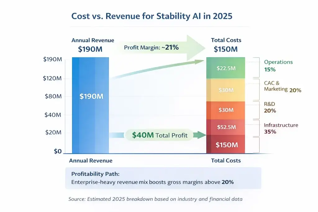 Stability AI Revenue Model: How Stability AI Makes Money in 2026 2 Cost vs Revenue visualization Stability Ai