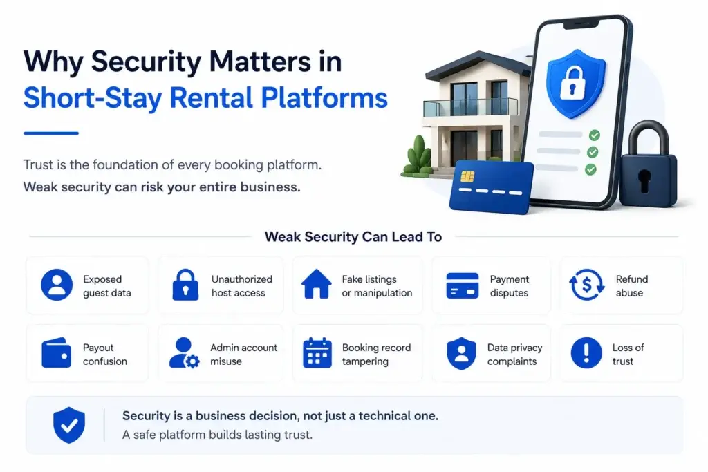 Short-Stay Rental App Security Guide: How to Protect Guests, Hosts, Payments, and Bookings 1 Why security matters in short-stay rental platforms for protecting guest data, host accounts, payments, bookings, payouts, and user privacy.