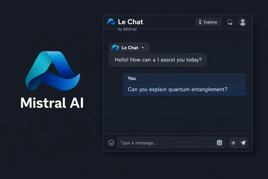 What is Mistral AI and How Does It Work? 1 Mistral AI Le Chat interface with a user prompt about quantum entanglement.