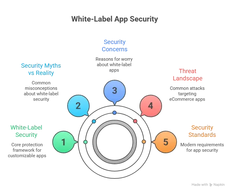 How Safe is a White-Label Overstock App? Security Guide 2026 1 Infographic explaining white-label Thumbtack app security risks, standards, and threat landscape