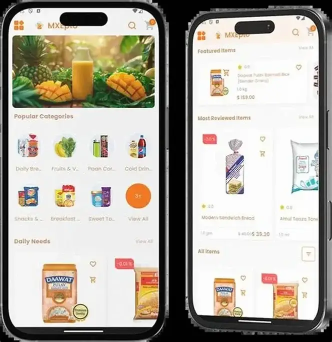 How to Build a Grocery Delivery App Like Blinkit in 2026 1 Man using multiple devices showing grocery delivery app interface with fresh groceries and delivery setup