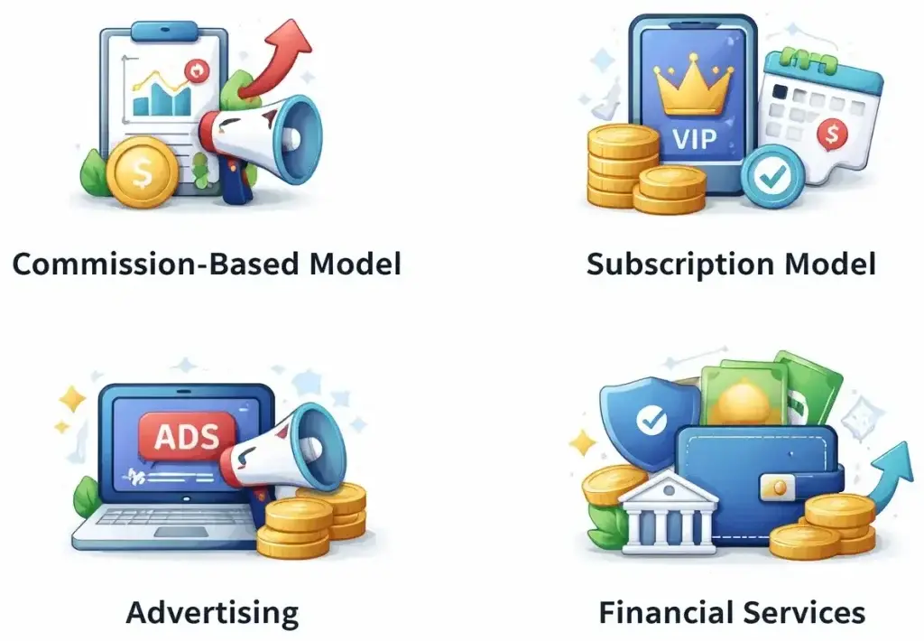 Superapps: What They Are and How They Work 2 Monetization models illustrated in icons e1775457309786