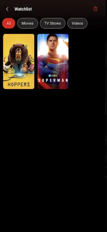 Netflix Clone 26 Mobile watchlist with saved movie posters, personalized selections, and ranked top-ten streaming recommendations