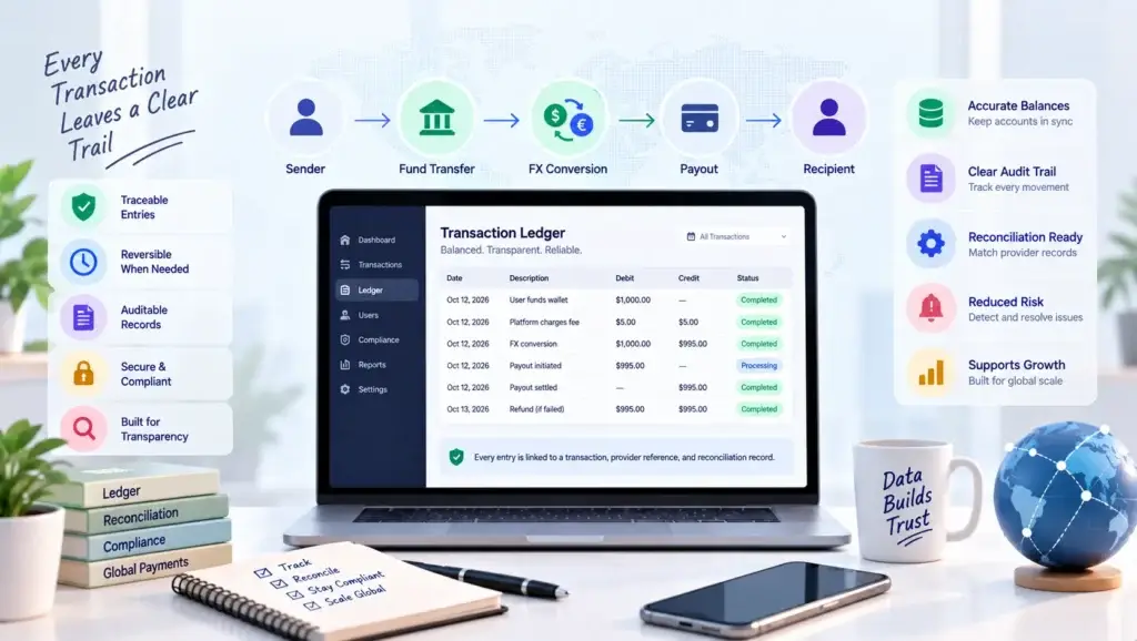 Local Payment Rails Integration for Wise Clone Apps: UPI, Pix, Faster Payments, and SEPA Instant 2 Cross-border payment ledger tracking fund transfers, foreign exchange conversion, payouts, refunds, audit trails, and reconciliation records.