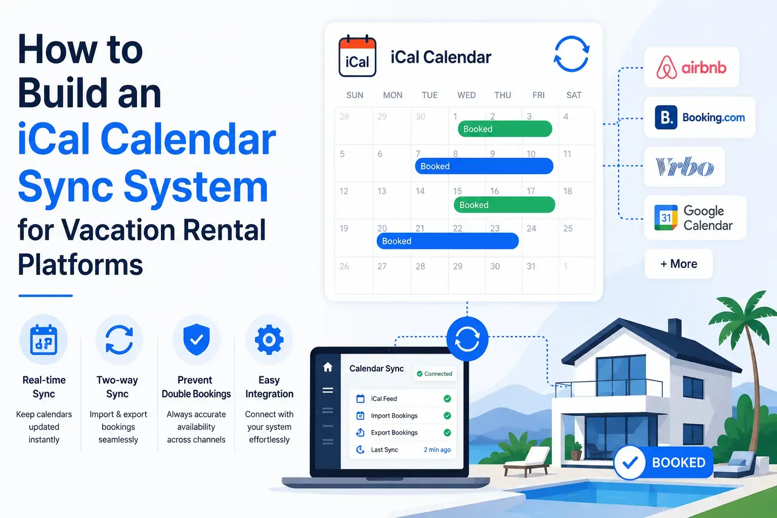 iCal calendar sync system for vacation rental platforms with Airbnb Booking.com Vrbo and Google Calendar integration
