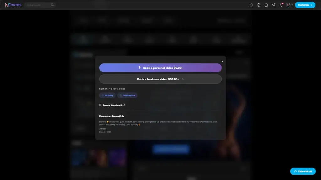 IsMyGirl Clone 47 Miracuves development services for creating personalized videos on MXFANS