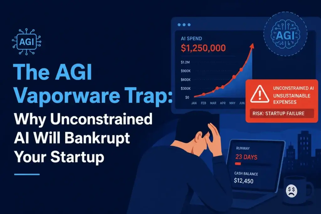 Founder comparing AGI vaporware risk with bounded agentic workflow architecture for enterprise SaaS.