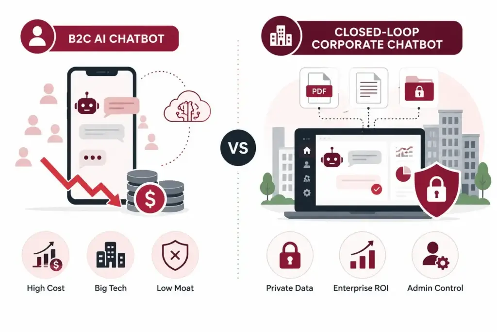 Stop Building B2C AI Apps: The Real Money Is in Closed-Loop Corporate Chatbots 1 The Value of Privacy: Why Enterprises Will Not Freely Upload Their Financials to Public AI Tools.