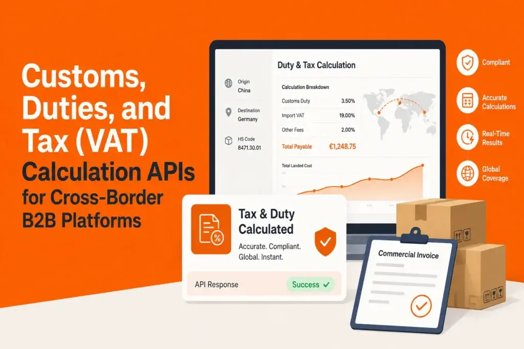 Customs, Duties, and Tax (VAT) Calculation APIs for Cross-Border B2B Platforms