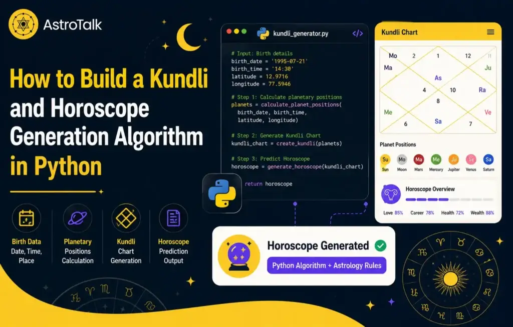 How to build a Kundli and horoscope generation algorithm in Python for astrology apps
