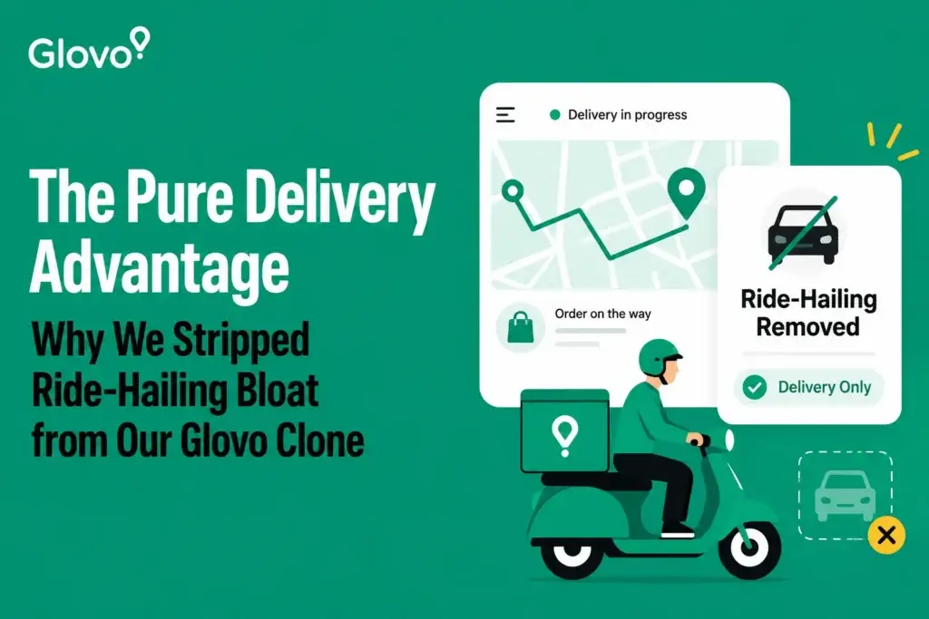Glovo Like App pure delivery advantage showing ride-hailing removed from a food delivery app architecture
