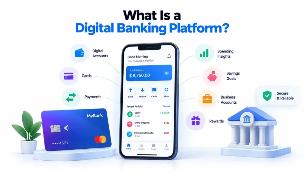 Cross-Border Payment Platform vs Digital Banking Platform: Which Business Model Fits Fintech Startups Better? 1 Digital banking platform with digital accounts, cards, payments, savings goals, business accounts, rewards, and spending insights