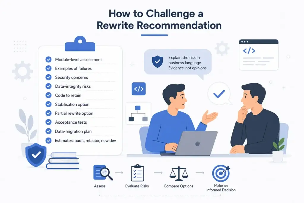 AI Codebase Handoff Checklist: 8 Steps Before You Hire a Dev Agency 2 how to challenge a rewrite recommendation