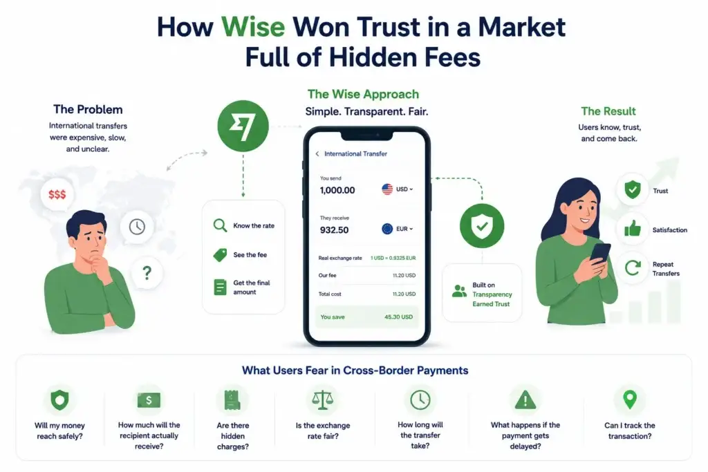 Wise App Marketing Strategy: Disrupting Finance, One Transparent Transfer at a Time 1 How Wise built customer trust with transparent pricing, real exchange rates, and hidden fee-free international money transfers