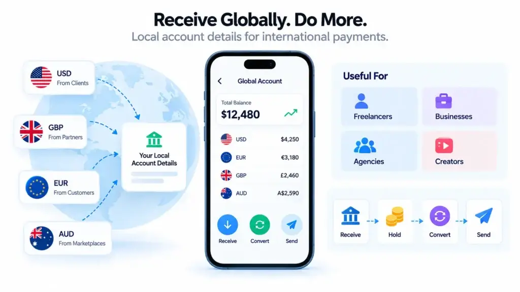 Cross-Border Payment Platform Features: Multi-Currency Accounts, FX, Transfers, Business Payments, and Admin Controls 1 Multi-currency global account for receiving international payments with local account details and currency conversion