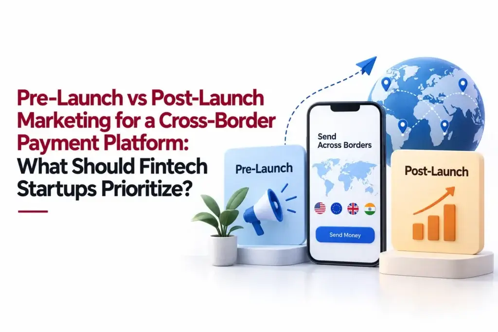 Pre-launch vs post-launch marketing for a cross-border payment platform focused on fintech startup growth