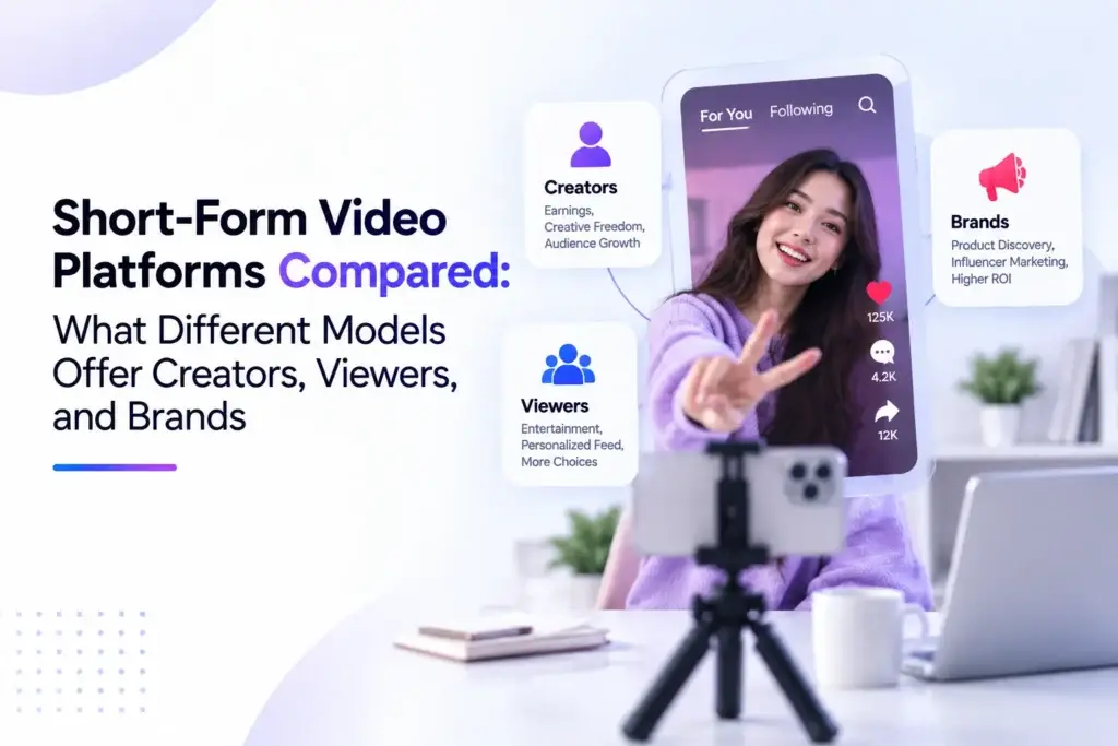 Short-form video platforms compared for creators, viewers, and brands across different platform models
