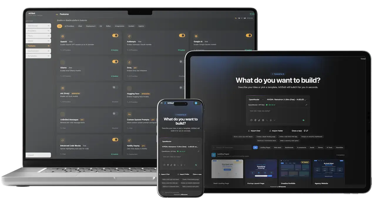 Mira AI 3 AI app builder platform by Miracuves on desktop and mobile