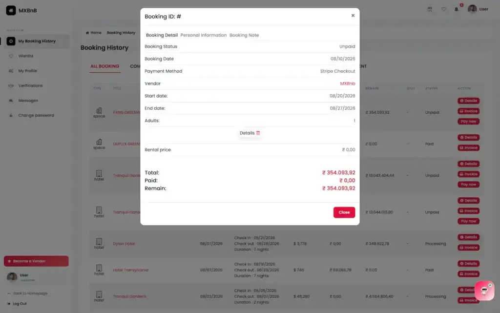 Airbnb Clone 47 Airbnb Clone Booking Invoice and Payment Details
