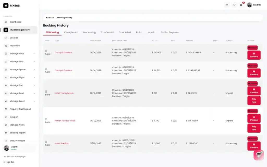 Airbnb Clone 54 Airbnb Clone Host Booking History