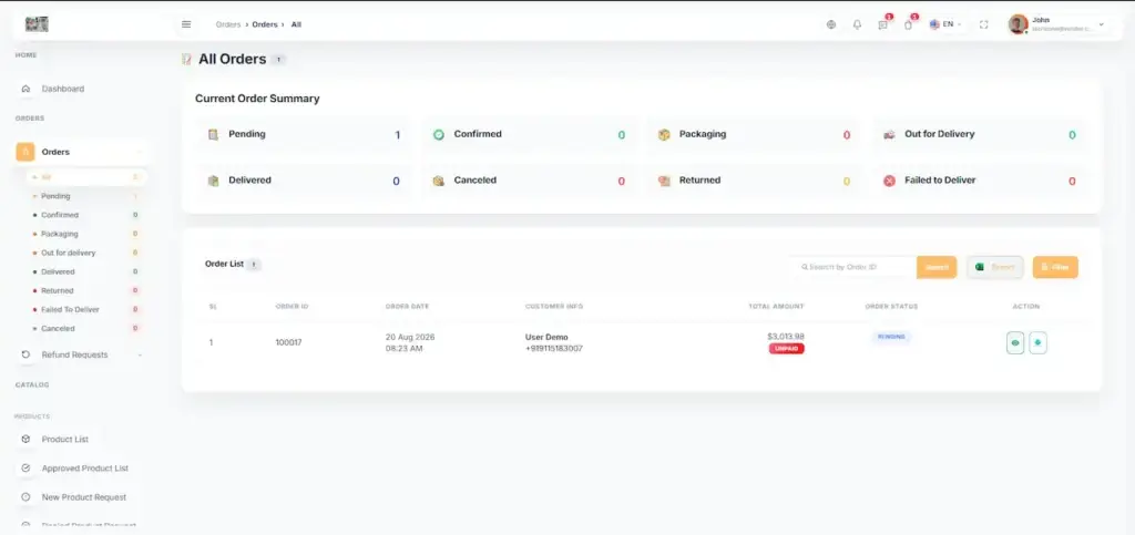 Noon Clone 72 Amazon Clone Vendor Order Management