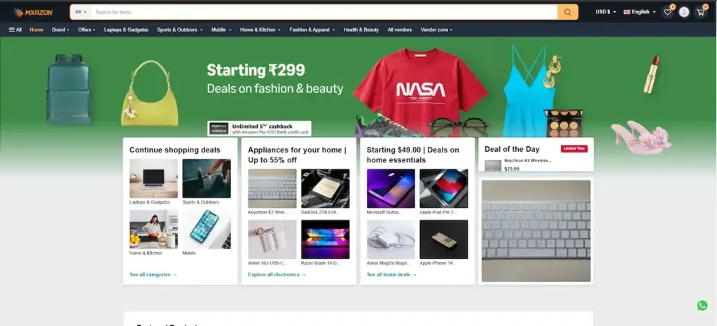 Noon Clone 65 Amazon Clone Web Storefront Homepage