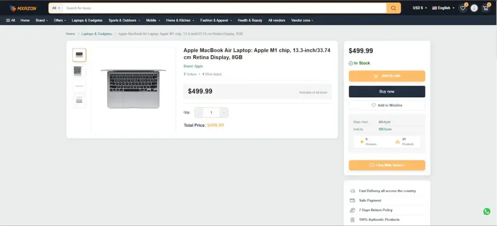Noon Clone 64 Amazon Clone Web Product Details and Purchase Panel