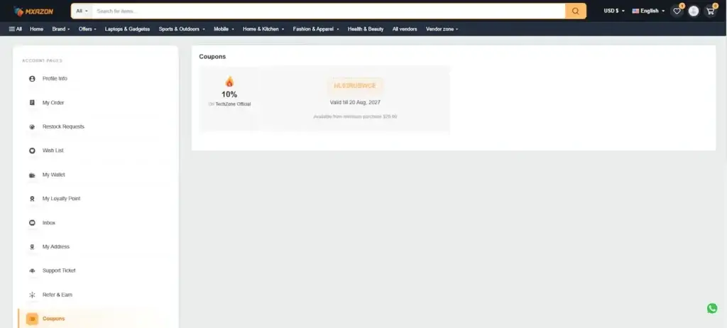 Noon Clone 60 Amazon Clone Customer Loyalty Points