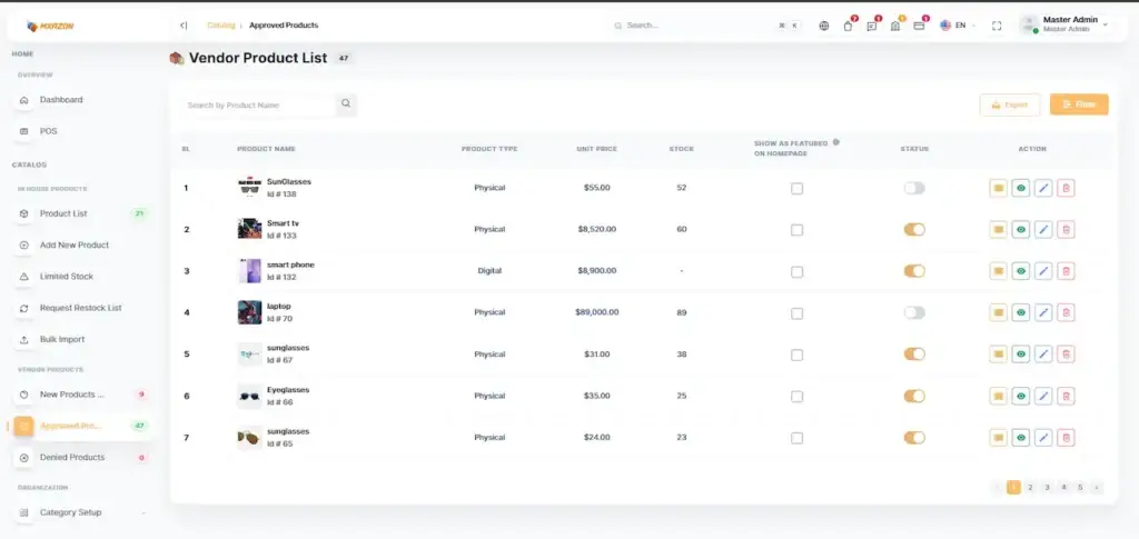 Noon Clone 55 Amazon Clone Admin Vendor Management