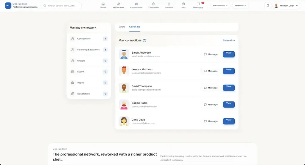 LinkedIn Clone 35 LinkedIn Clone Professional Connection Management