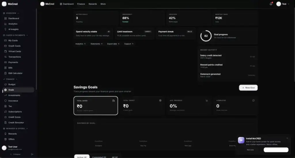 Cred Clone 39 Cred Clone Savings Goals Dashboard