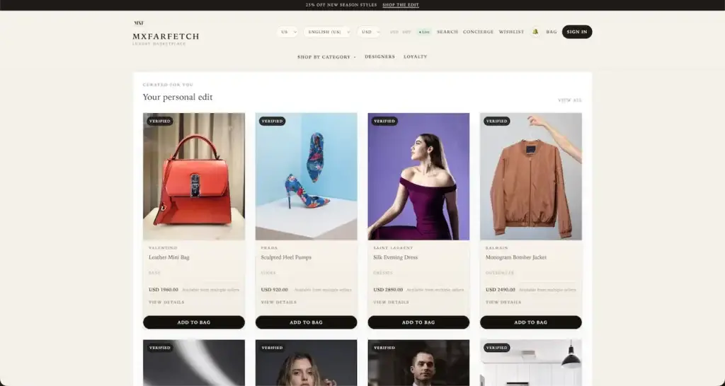 Farfetch Clone 41 Farfetch Clone Designer Product Catalog