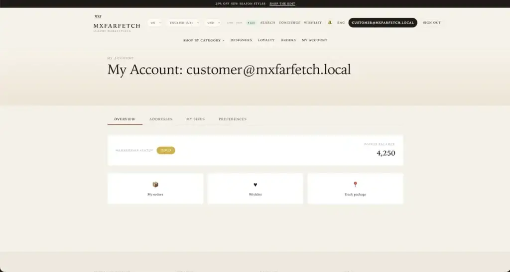 Farfetch Clone 39 Farfetch Clone Customer Account Dashboard