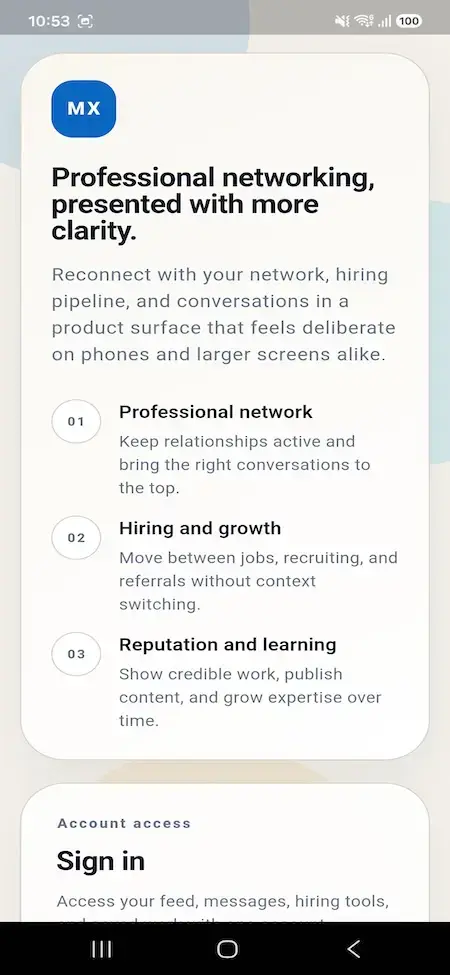 LinkedIn Clone 25 LinkedIn Clone Mobile Welcome and Sign-In