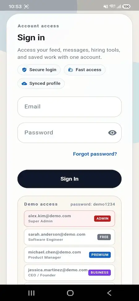 LinkedIn Clone 24 LinkedIn Clone Mobile Account Sign-In