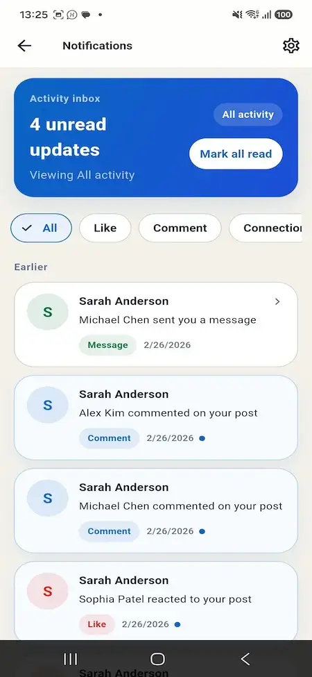 LinkedIn Clone 19 LinkedIn Clone Mobile Notifications