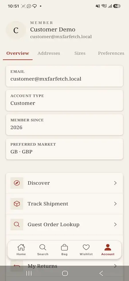 Farfetch Clone 23 Farfetch Clone Mobile Customer Account