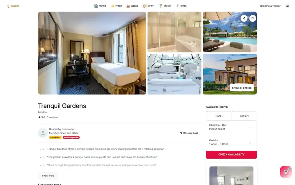 Airbnb Clone 41 Airbnb Clone Tranquil Gardens Property Details