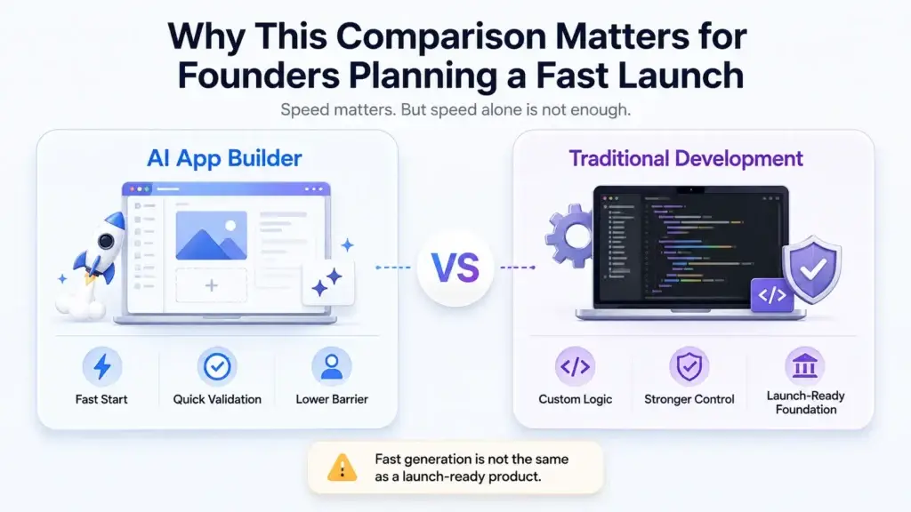 AI App Builder vs Traditional Development: Which Approach Is Better for Fast Product Launches? 1 ai app builder vs traditional development fast launch comparison