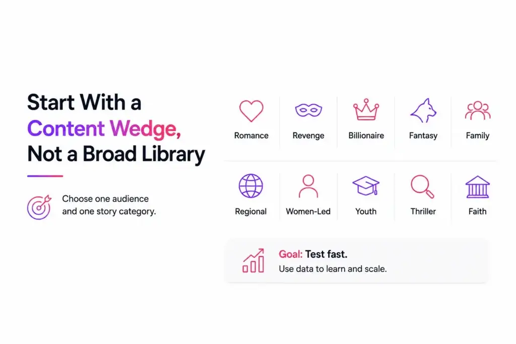 What Is the Best Go-to-Market Strategy for a ReelShort Clone Short Drama Platform? 1 Content wedge strategy for a short drama platform focused on specific audience segments and story categories before expanding the content library