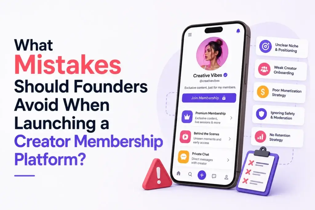 Creator membership platform launch mistakes including unclear niche, weak onboarding, poor monetization, safety gaps, and low retention.