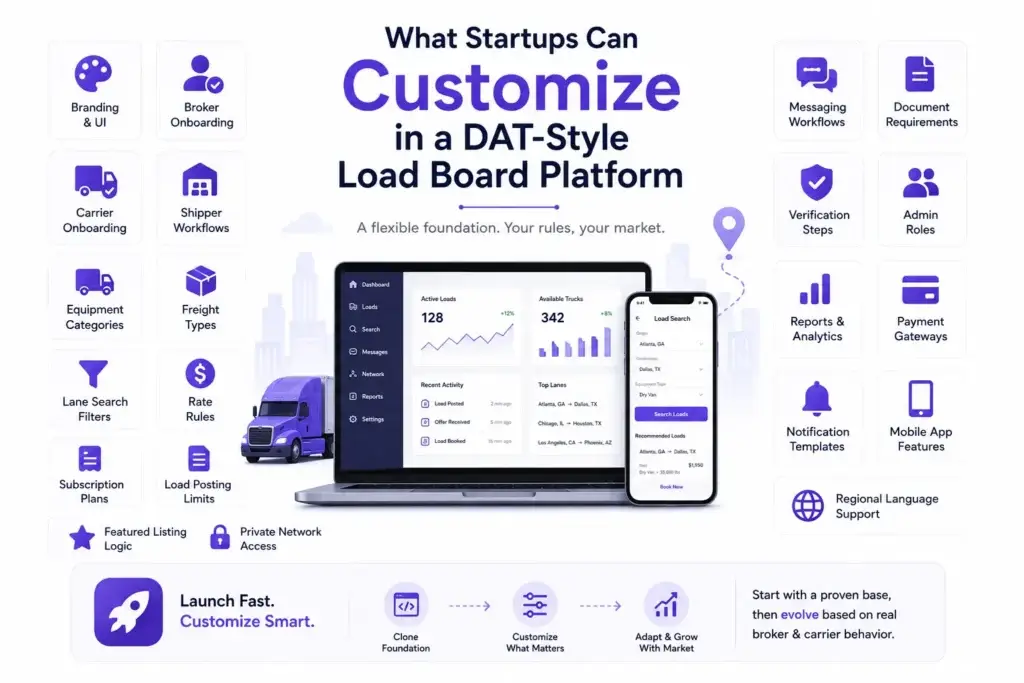 Why Logistics Startups Choose a DAT Load Board Clone Over a Custom Freight Marketplace 2 dat style load board platform customization options