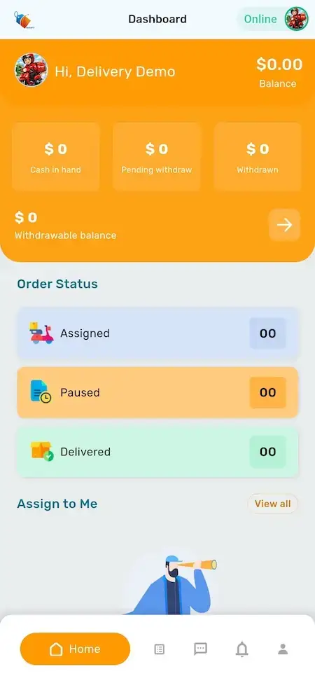 Noon Clone 45 Amazon Clone Delivery Staff Dashboard