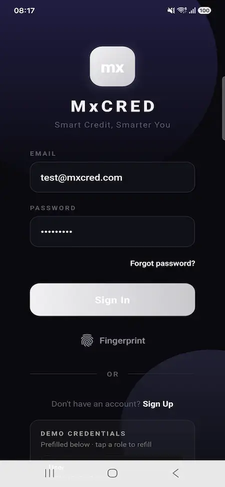 Cred Clone 27 Cred Clone Mobile Sign-In Screen