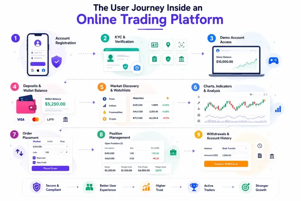 What Is a Blueberry Markets Like App and How Does an Online Trading Platform Work? 1 User journey inside an online trading platform from registration and KYC to order placement and withdrawals