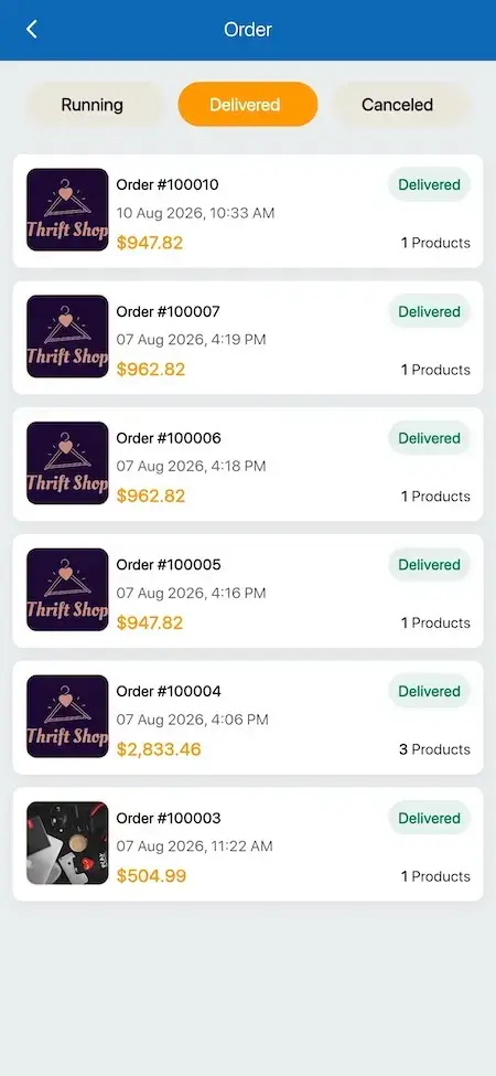 Noon Clone 22 Amazon Clone Mobile Order History