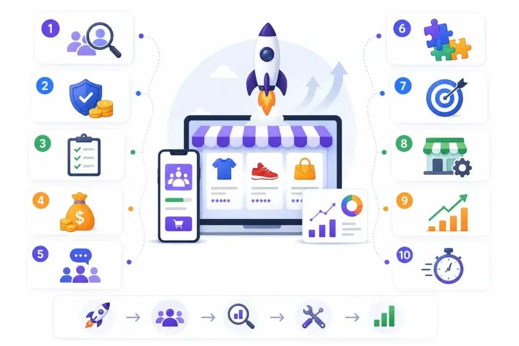 Why Startups Choose Ready-Made Social Commerce Platforms Over Building From Scratch 1 Build-versus-buy framework for evaluating a ready-made or custom social commerce platform based on cost, features, team, scalability, and launch time