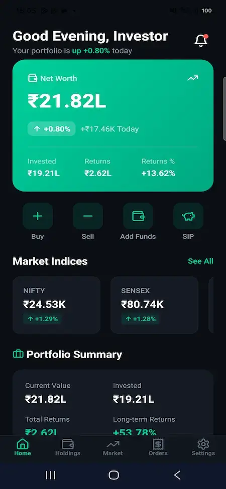 Groww Clone 22 02 dashboard 1