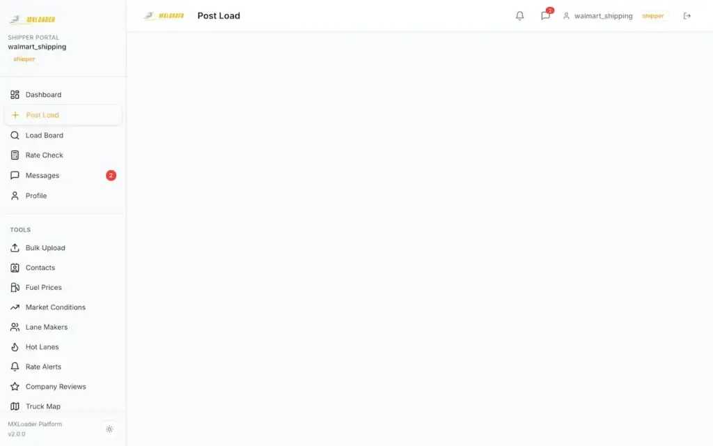 White Label Load Board Software 57 DAT load board shipper post-load page for creating a freight listing