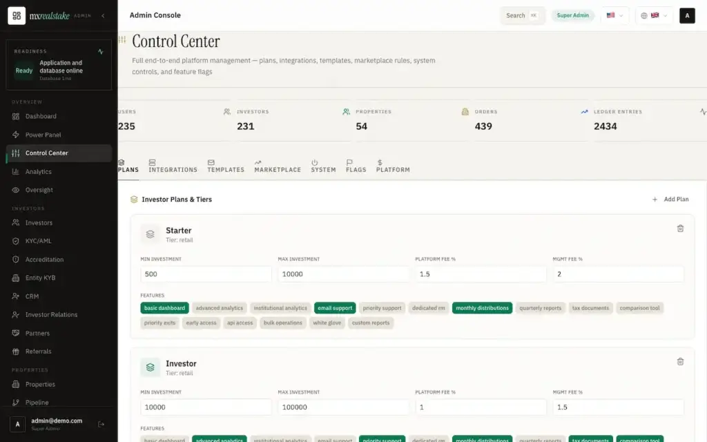 White Label Real Estate Crowdfunding Platform 43 03-control-center